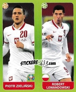 Sticker Piotr Zielinski / Robert Lewandowski - UEFA Euro 2020 Tournament Edition. 678 Stickers version n. 484 - Panini