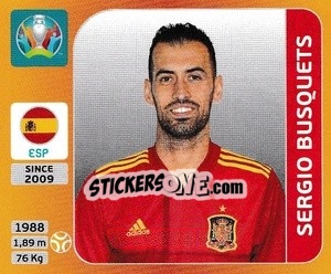 Figurina Sergio Busquets - UEFA Euro 2020 Tournament Edition. 678 Stickers version - Panini