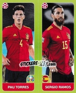 Cromo Pau Torres / Sergio Ramos - UEFA Euro 2020 Tournament Edition. 678 Stickers version - Panini