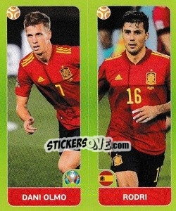 Sticker Dani Olmo / Rodri - UEFA Euro 2020 Tournament Edition. 678 Stickers version - Panini