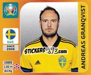 Figurina Andreas Granqvist - UEFA Euro 2020 Tournament Edition. 678 Stickers version - Panini