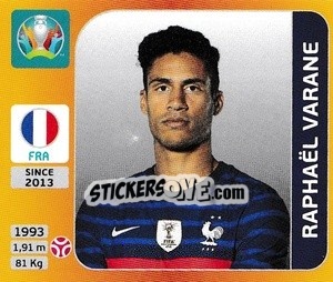 Figurina Raphael Varane - UEFA Euro 2020 Tournament Edition. 678 Stickers version - Panini