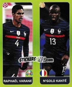 Sticker Raphael Varane / N'Golo Kanté - UEFA Euro 2020 Tournament Edition. 678 Stickers version n. 594 - Panini