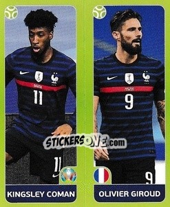 Sticker Kingsley Coman / Olivier Giroud - UEFA Euro 2020 Tournament Edition. 678 Stickers version - Panini