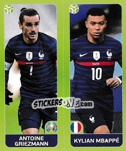 Sticker Antoine Griezmann / Kylian Mbappé - UEFA Euro 2020 Tournament Edition. 678 Stickers version - Panini