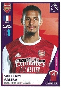 Sticker William Saliba - Premier League Inglese 2020-2021 n. 28 - Panini
