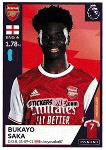 Sticker Bukayo Saka - Premier League Inglese 2020-2021 - Panini