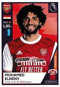 Cromo Mohamed Elneny - Premier League Inglese 2020-2021 - Panini