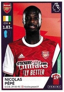 Sticker Nicolas Pépé - Premier League Inglese 2020-2021 n. 43 - Panini