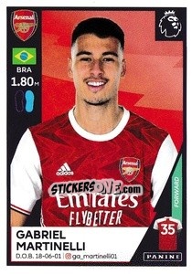 Figurina Gabriel Martinelli - Premier League Inglese 2020-2021 - Panini