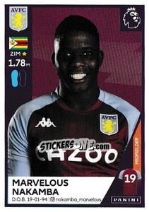 Figurina Marvelous Nakamba - Premier League Inglese 2020-2021 n. 69 - Panini