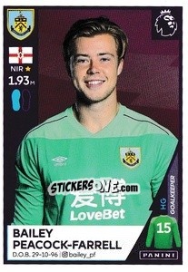 Figurina Bailey Peacock-Farrell - Premier League Inglese 2020-2021 - Panini