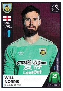 Figurina Will Norris - Premier League Inglese 2020-2021 - Panini