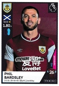 Cromo Phil Bardsley - Premier League Inglese 2020-2021 - Panini