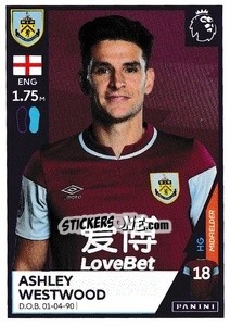 Sticker Ashley Westwood - Premier League Inglese 2020-2021 n. 129 - Panini
