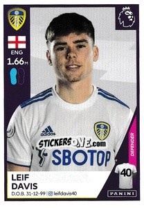 Figurina Leif Davis - Premier League Inglese 2020-2021 - Panini