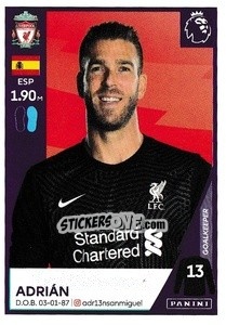 Figurina Adrián - Premier League Inglese 2020-2021 n. 355 - Panini