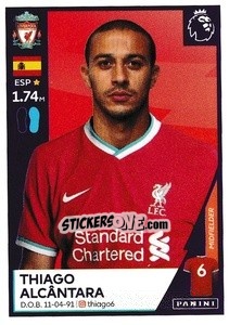 Sticker Thiago Alcântara - Premier League Inglese 2020-2021 n. 364 - Panini