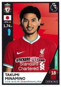 Figurina Takumi Minamino - Premier League Inglese 2020-2021 - Panini