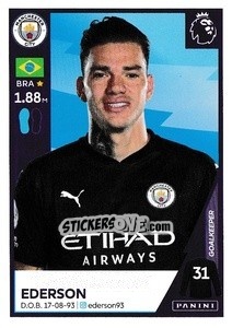 Figurina Ederson - Premier League Inglese 2020-2021 - Panini