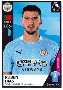 Sticker Rúben Dias - Premier League Inglese 2020-2021 n. 386 - Panini
