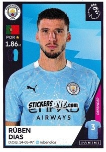 Figurina Rúben Dias - Premier League Inglese 2020-2021 - Panini