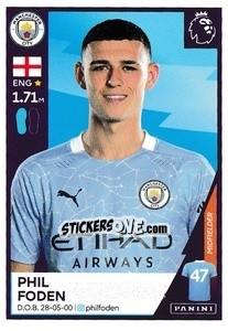 Cromo Phil Foden - Premier League Inglese 2020-2021 - Panini