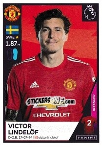 Sticker Victor Lindelöf - Premier League Inglese 2020-2021 - Panini