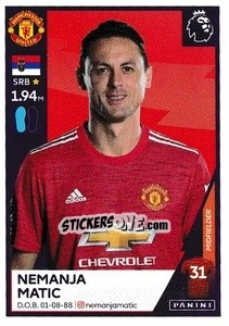 Sticker Nemanja Matic - Premier League Inglese 2020-2021 - Panini