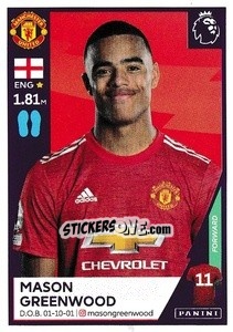 Figurina Mason Greenwood - Premier League Inglese 2020-2021 - Panini