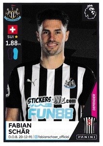 Sticker Fabian Schär - Premier League Inglese 2020-2021 - Panini