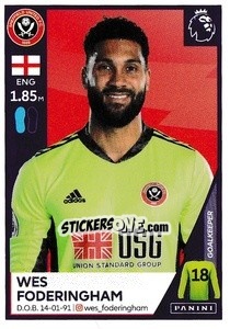 Sticker Wes Foderingham - Premier League Inglese 2020-2021 - Panini