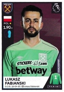 Sticker Lukasz Fabiański - Premier League Inglese 2020-2021 - Panini