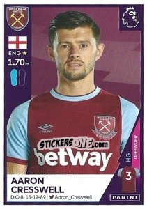 Sticker Aaron Cresswell - Premier League Inglese 2020-2021 - Panini