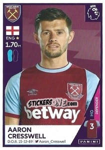 Sticker Aaron Cresswell - Premier League Inglese 2020-2021 n. 589 - Panini