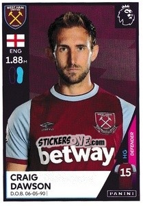 Sticker Craig Dawson - Premier League Inglese 2020-2021 n. 592 - Panini