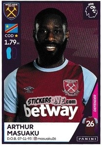 Sticker Arthur Masuaku - Premier League Inglese 2020-2021 - Panini