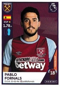Sticker Pablo Fornals - Premier League Inglese 2020-2021 - Panini
