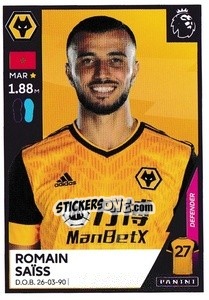 Cromo Romain Saïss - Premier League Inglese 2020-2021 - Panini