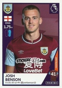 Sticker Josh Benson - Premier League Inglese 2020-2021 n. U10 - Panini