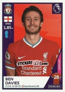 Sticker Ben Davies - Premier League Inglese 2020-2021 n. U22 - Panini
