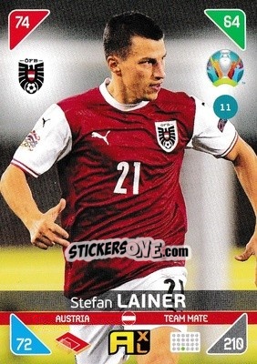 Sticker Stefan Lainer - UEFA Euro 2020 Kick Off. Adrenalyn XL n. 11 - Panini