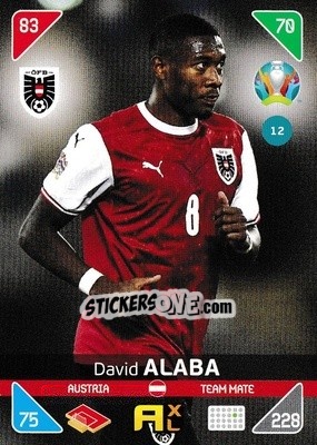 Sticker David Alaba - UEFA Euro 2020 Kick Off. Adrenalyn XL n. 12 - Panini
