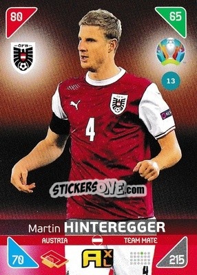 Sticker Martin Hinteregger - UEFA Euro 2020 Kick Off. Adrenalyn XL n. 13 - Panini