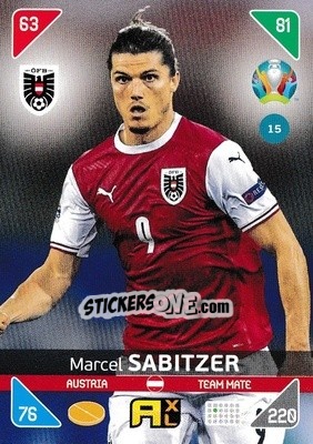 Sticker Marcel Sabitzer - UEFA Euro 2020 Kick Off. Adrenalyn XL n. 15 - Panini