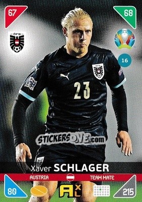 Sticker Xaver Schlager - UEFA Euro 2020 Kick Off. Adrenalyn XL n. 16 - Panini
