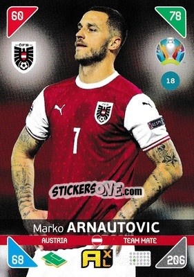 Sticker Marko Arnautovic - UEFA Euro 2020 Kick Off. Adrenalyn XL n. 18 - Panini