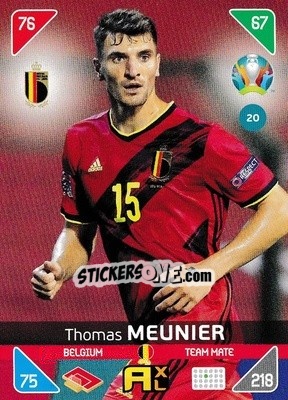 Sticker Thomas Meunier - UEFA Euro 2020 Kick Off. Adrenalyn XL n. 20 - Panini