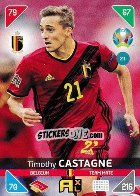 Sticker Timothy Castagne - UEFA Euro 2020 Kick Off. Adrenalyn XL n. 21 - Panini