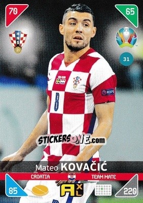 Sticker Mateo Kovacic - UEFA Euro 2020 Kick Off. Adrenalyn XL n. 31 - Panini